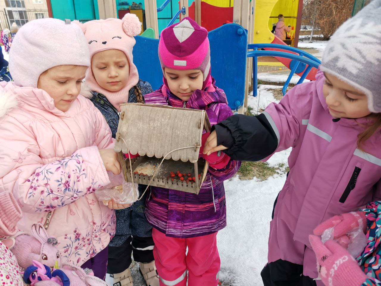 День волонтёра в России: дошколята смастерили съедобные кормушки для птиц.